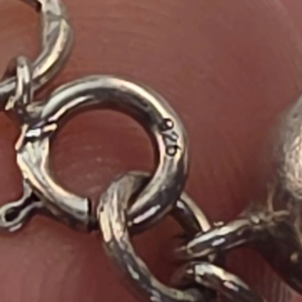 925 Sterling Silver Elephant Charm Bracelet with Bell Good Luck Jewelry 11.42g